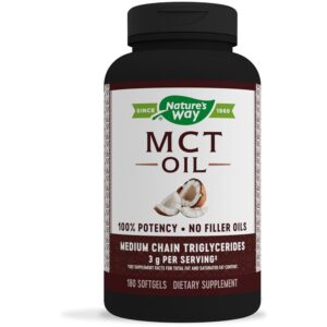 Nature's Way MCT Oil, Brain and Body Fuel from Coconuts*; Keto and Paleo Friendly, Organic, Gluten Free, 180 Softgels